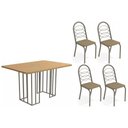 Ver imagem 1 de Conjunto: Mesa de Cozinha Duina C/ Tampo de Madeira 136cm e 4 Cadeiras Holanda Niquel/freijo -