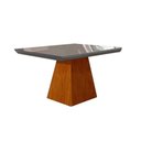 Ver imagem 1 de Mesa para Cozinha Luna + Tampo Madeirado Vidro Reto 90x90cm Grafite/Imbuia - Rufato