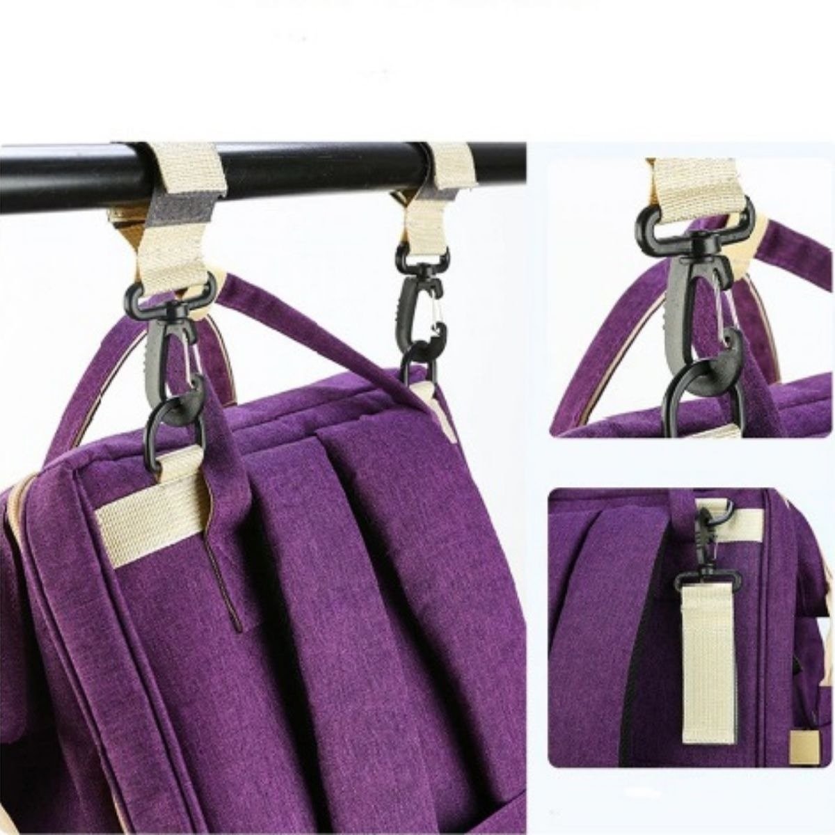 Mochila Multifuncional Yepp Maternidade berço trocador de fraldas - Violeta escuro - 4