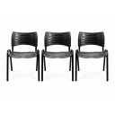 Ver imagem 1 de Kit 3 Cadeiras Iso Fixa Empilhável Reforçada para Recepção, Escritório, Igreja Cor Preta - Combo Sto