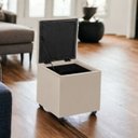 Ver imagem 1 de Baú Organizador em Veludo C/ Tampo Estofado e Madeira Forte