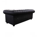 Ver imagem 2 de Sofá Chesterfield de Couro 3 Lugares Preto Pigmentado - Mempra