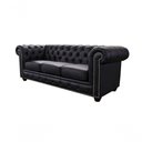 Ver imagem 4 de Sofá Chesterfield de Couro 3 Lugares Preto Pigmentado - Mempra