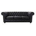 Ver imagem 1 de Sofá Chesterfield de Couro 3 Lugares Preto Pigmentado - Mempra