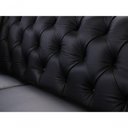 Ver mais imagens de Sofá Chesterfield de Couro 3 Lugares Preto Pigmentado - Mempra