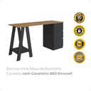 Ver imagem 2 de Escrivaninha Mesa de Escritório Cavelete com Gaveterio B62 Emovell: Mel/preto