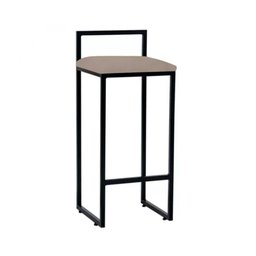 Kit 2 Banquetas Altas Industriais em Aço Dori Preto Assento Suede Bege - 3