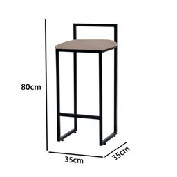 Kit 2 Banquetas Altas Industriais em Aço Dori Preto Assento Suede Bege - 4