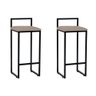 Kit 2 Banquetas Altas Industriais em Aço Dori Preto Assento Suede Bege - 1