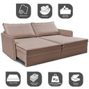 Ver imagem 4 de Sofá sem Caixa Retrátil Baú 1,55m Lounge Linho Bege Escuro Cama inbox