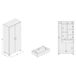 Armário Multiuso 2 Portas 1 Gaveta Safira Espresso Móveis - 10