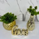 Ver imagem 4 de Kit decoração palavra love dourada + 2 vasos de cerâmica
