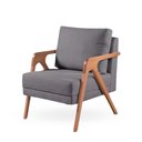 Ver imagem 2 de Kit 2 Poltronas Decorativa Mona Luxo Braço de Madeira:veludo Cinza