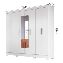 Guarda Roupas Casal com Espelho 8 Portas 4 Gavetas Diplomata Moval Branco - 3
