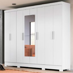 Guarda Roupas Casal com Espelho 8 Portas 4 Gavetas Diplomata Moval Branco - 2