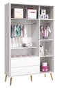 Ver imagem 5 de Guarda-roupa Retrô 3 Portas Théo New Branco Fosco com Natural - Moveisaqui