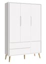 Ver imagem 1 de Guarda-roupa Retrô 3 Portas Théo New Branco Fosco com Natural - Moveisaqui