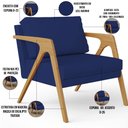 Ver imagem 3 de Poltrona Decorativa Pietra Estrutura de Madeira L02 Suede Azul Marinho - Lyam Decor