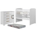 Ver imagem 1 de Berço Americano Carinho com Cômoda Fly Branco Acetinado Colchão Americano Sleep - Tigus