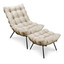 Ver imagem 1 de Kit Poltrona e Puff Costela Suede Base Metal Drossi Bege