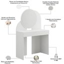 Ver imagem 5 de Penteadeira Camarim com Espelho Redondo 1 Gaveta 90cm Make B02 Branco - Lyam Decor