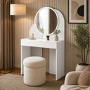 Ver imagem 4 de Penteadeira Camarim com Espelho Redondo 1 Gaveta 90cm Make B02 Branco - Lyam Decor