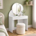 Ver imagem 1 de Penteadeira Camarim com Espelho Redondo 1 Gaveta 90cm Make B02 Branco - Lyam Decor
