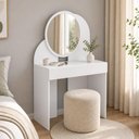 Ver imagem 3 de Penteadeira Camarim com Espelho Redondo 1 Gaveta 90cm Make B02 Branco - Lyam Decor
