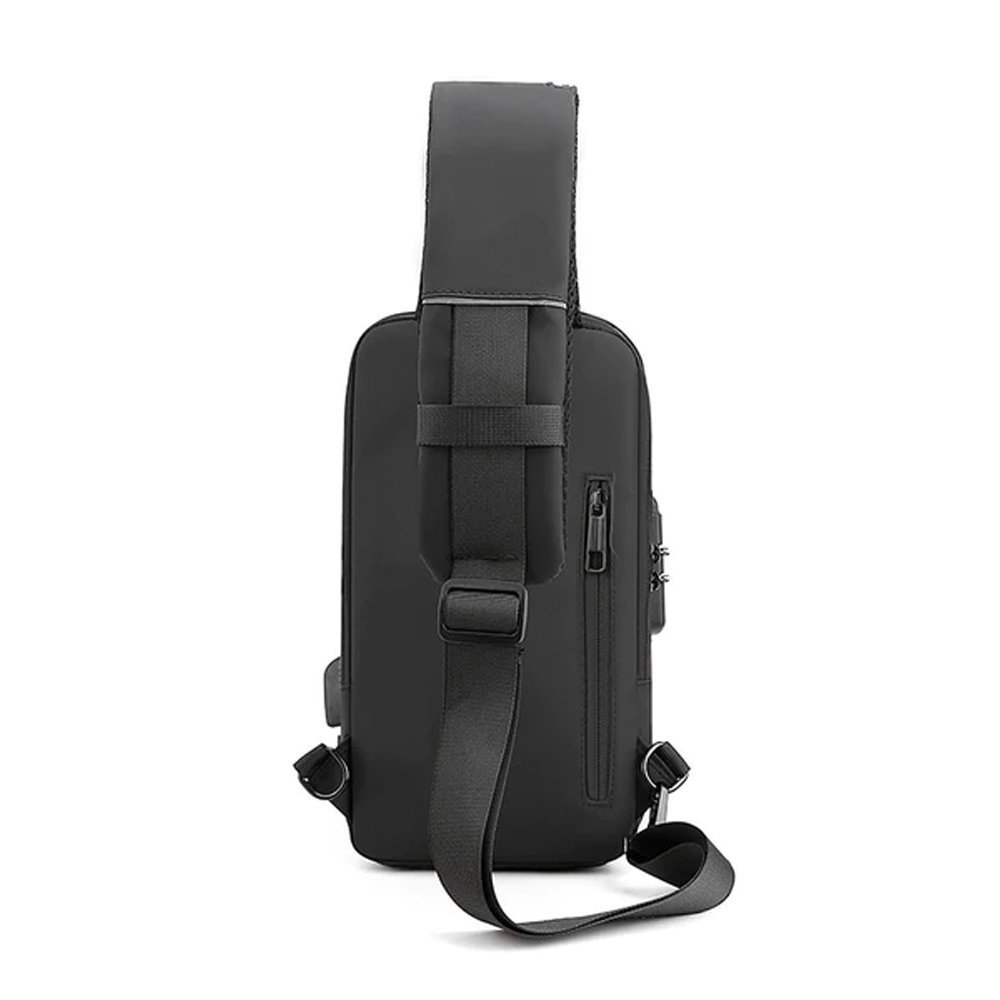 Mochila Anti Furto Transversal Cadeado com Senha Saida Carregador Usb Resistente a Água:preto/unisse - 3