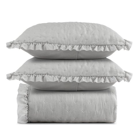 Kit Cobre Leito Elegance Queen Microfibra 200 Fios 3 Peças Cinza Casa Scarpa