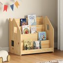 Ver imagem 1 de Porta Livros Madeira de Chão 4 Nichos Revisteiro Bruno Natural Idimex