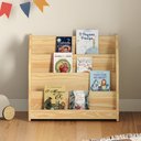 Ver imagem 2 de Porta Livros Madeira de Chão 4 Nichos Revisteiro Bruno Natural Idimex
