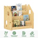 Ver imagem 3 de Porta Livros Madeira de Chão 4 Nichos Revisteiro Bruno Natural Idimex