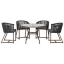 Ver imagem 1 de Mesa com 4 Cadeiras de Jantar Roma 100cm e Noronha em Aluminío Marrom Corda Nautica Estofado 11 Tram