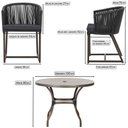 Ver imagem 2 de Mesa com 4 Cadeiras de Jantar Roma 100cm e Noronha em Aluminío Marrom Corda Nautica Estofado 11 Tram