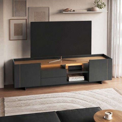 Rack para TV até 65 Polegadas 200cm com LED Monaco Mel/Grafite