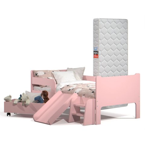 Mini Cama Infantil Montessoriana Sonho Kid's + Colchão:rosa