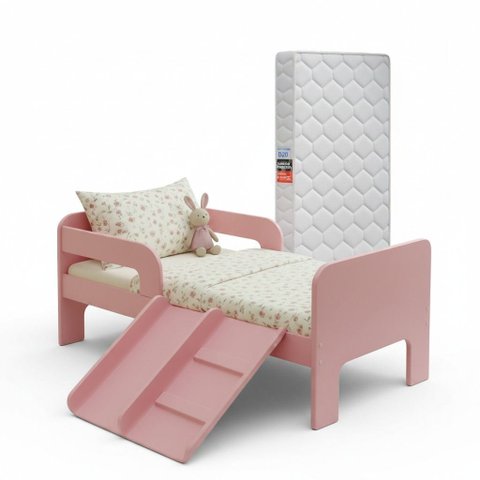 Mini Cama Infantil Montessoriana Sonho Kid'S + Colchão Rosa