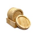 Ver imagem 1 de Kit 5 Porta Copos Bolacha de Madeira Pinus Redondo Rebaixo com Caixa Suporte