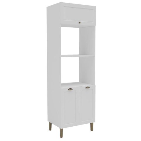 Armario Balcao Torre Quente Aurora 3 Portas 1 Prateleira MDP e MDF Branco