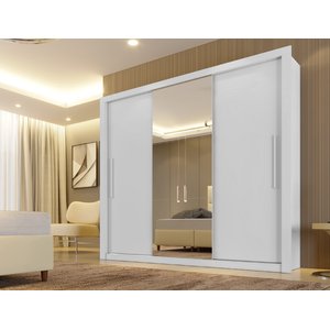 Guarda-roupa Casal 3 Portas 4 Gavetas com Espelho Panamá Sallêto Móveis Branco