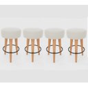 Ver imagem 1 de Kit 4 Banqueta Média Cozinha 60cm Estofada Off-white Madeira Maciça Urban