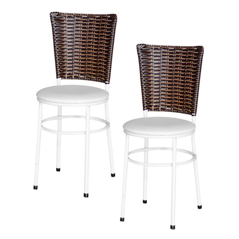 2 Cadeiras para Mesa Branca Hawai Avelã:branco