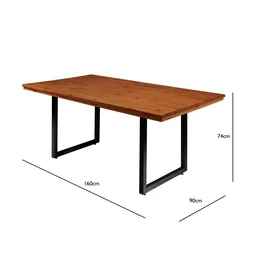 Conjunto Sala de Jantar Industrial 6 Cadeiras Aço Madeira Maciça Laís  - 6