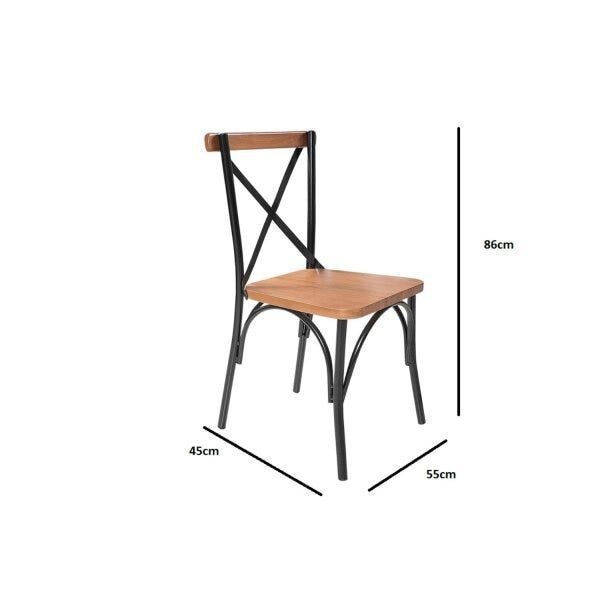 Conjunto Sala de Jantar Industrial 6 Cadeiras Aço Madeira Maciça Laís Art & Luxo - 5
