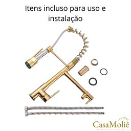 Torneira Cozinha Gourmet Inox Dourado C/ Monocomando - 6