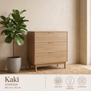 Ver imagem 5 de Cômoda Kaki 3 Gavetas 100% MDF Pés de Madeira 80 cm X 45 cm Tauari