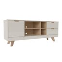 Ver imagem 6 de Rack Off White/carvalho Para Tv Até 60" 04 Portas 02 Gavetas