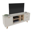 Ver imagem 7 de Rack Off White/carvalho Para Tv Até 60" 04 Portas 02 Gavetas