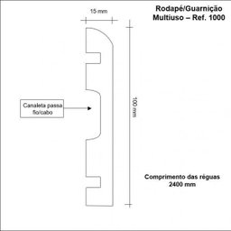 Rodapé de MDF Liso 10cm x 2,40m Rende 2,4 Metros 1000 - 3